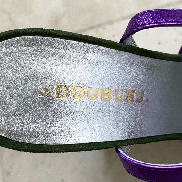 $940 LA DoubleJ Made in Italy Suede Leather Floral Ankle Strap Wedge Sandals 6 - Picture 11 of 13